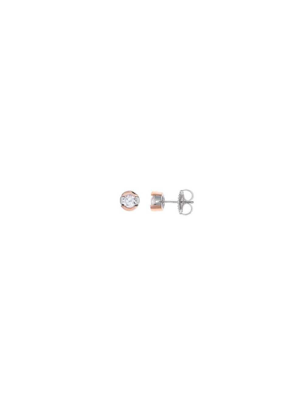 Pendientes Plata Rodio Chaton Circonita Blanca Brillante