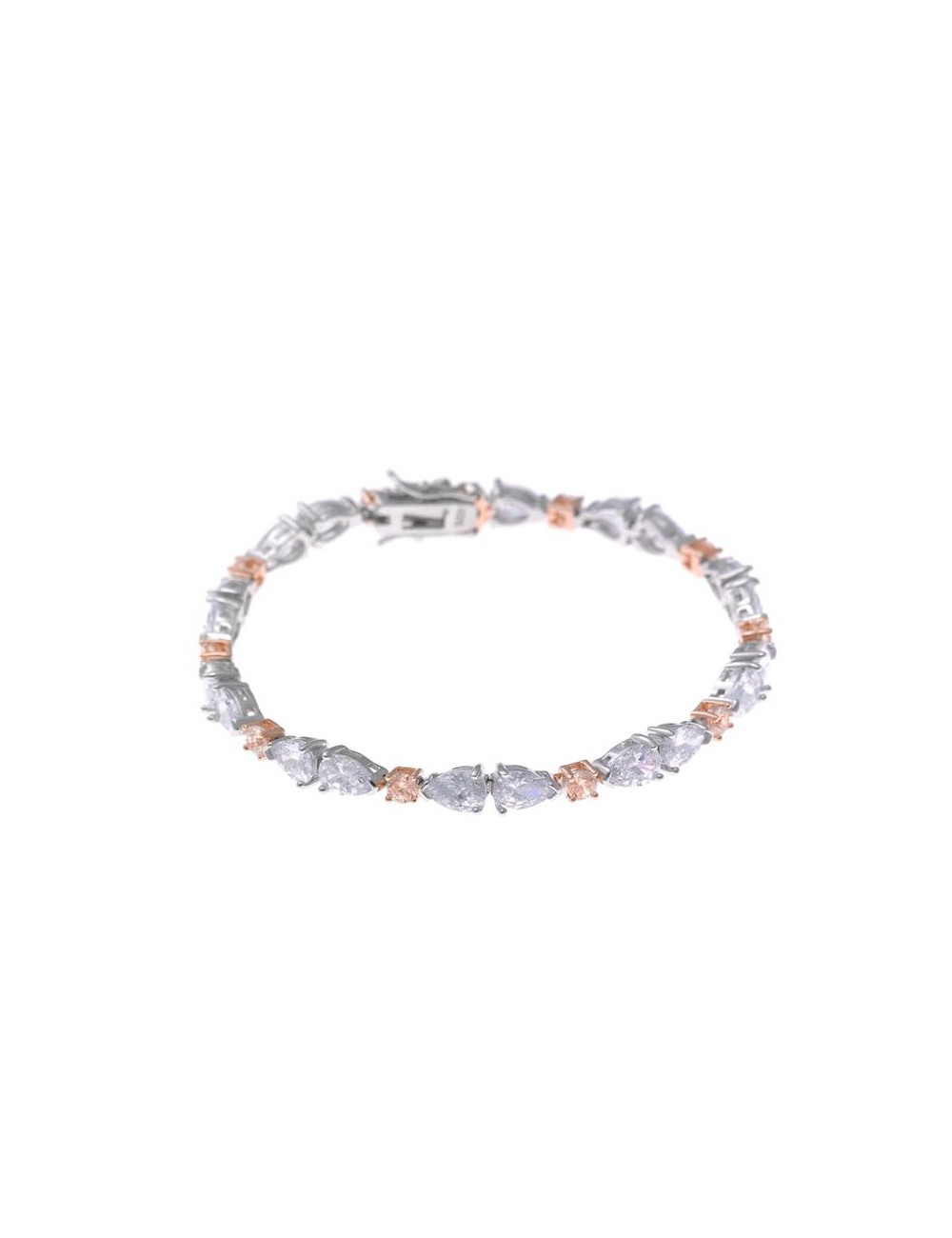 Pulsera Plata Rodio Circonitas Blancas Peras Y