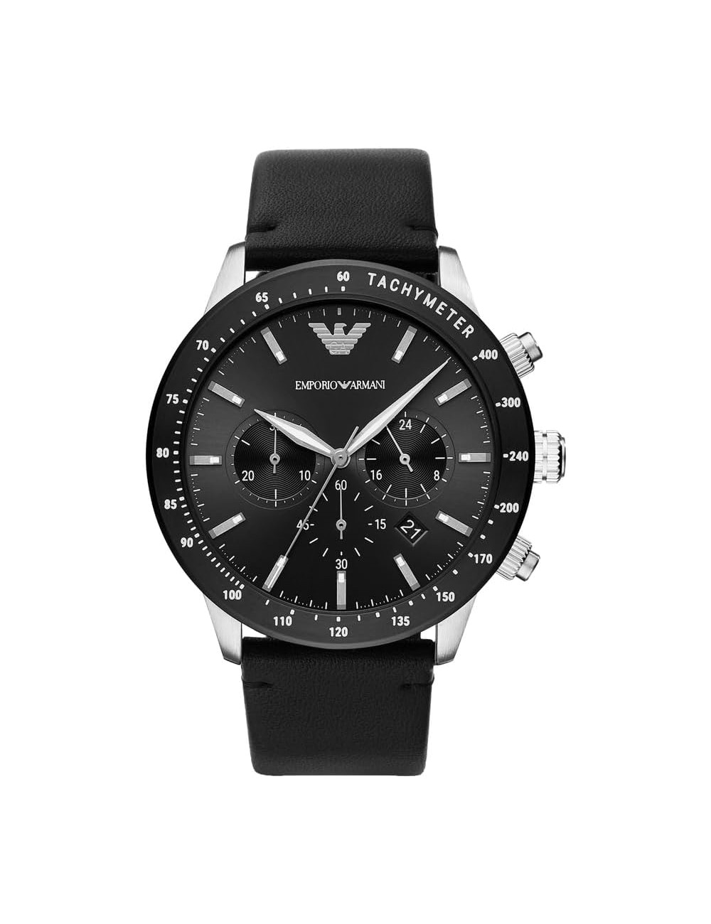 Reloj Esfera Negra Indices Plateados