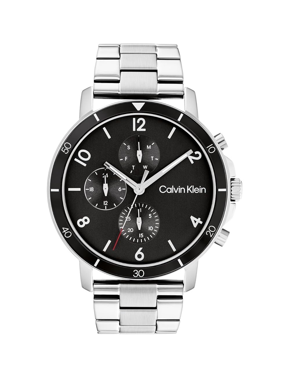 Reloj Caballero Cadena Acero Esf Negra Crono