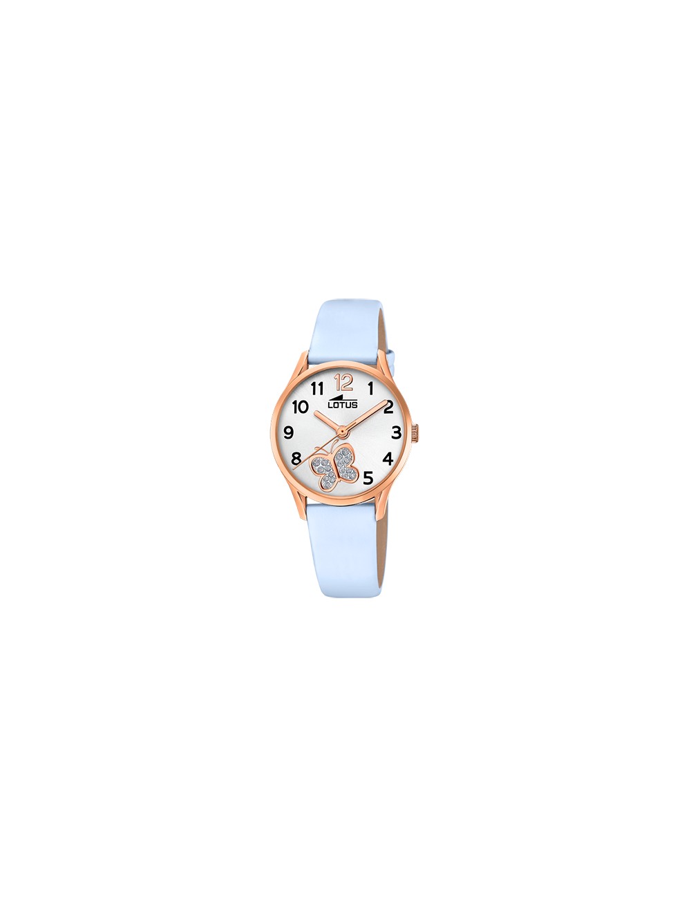 Reloj Esf Plata Rosa Corr Azul Mariposa