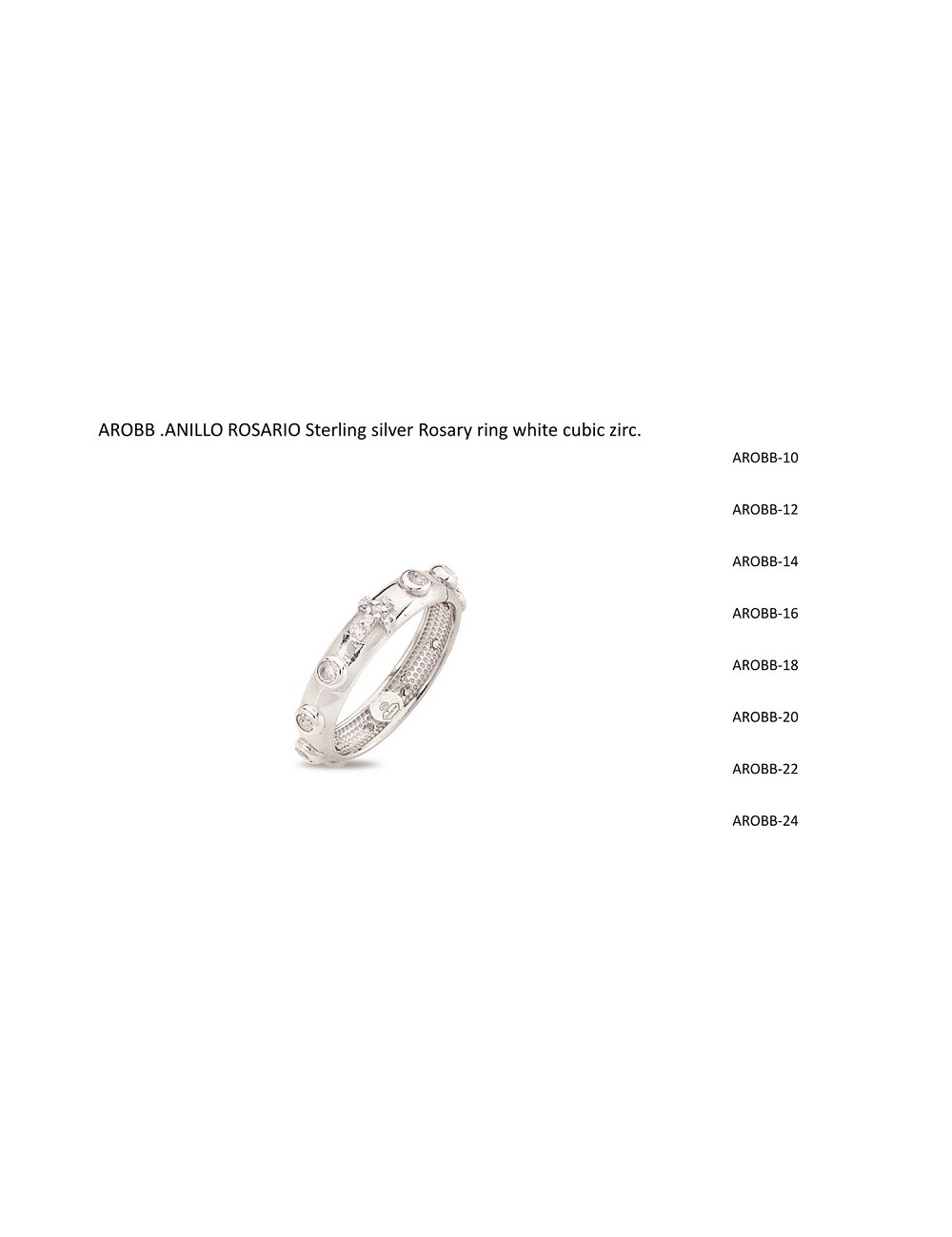 Anillo Cruz Circo Blanco Plata Rodio
