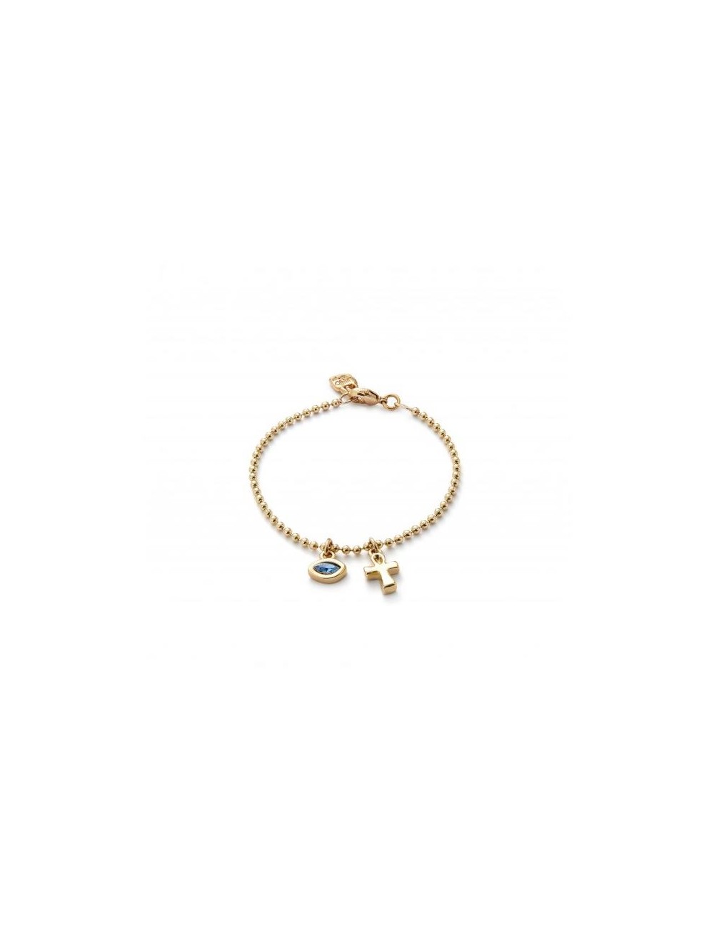 Pulsera Cadena Fina 2 Charm Baño Oro 18K