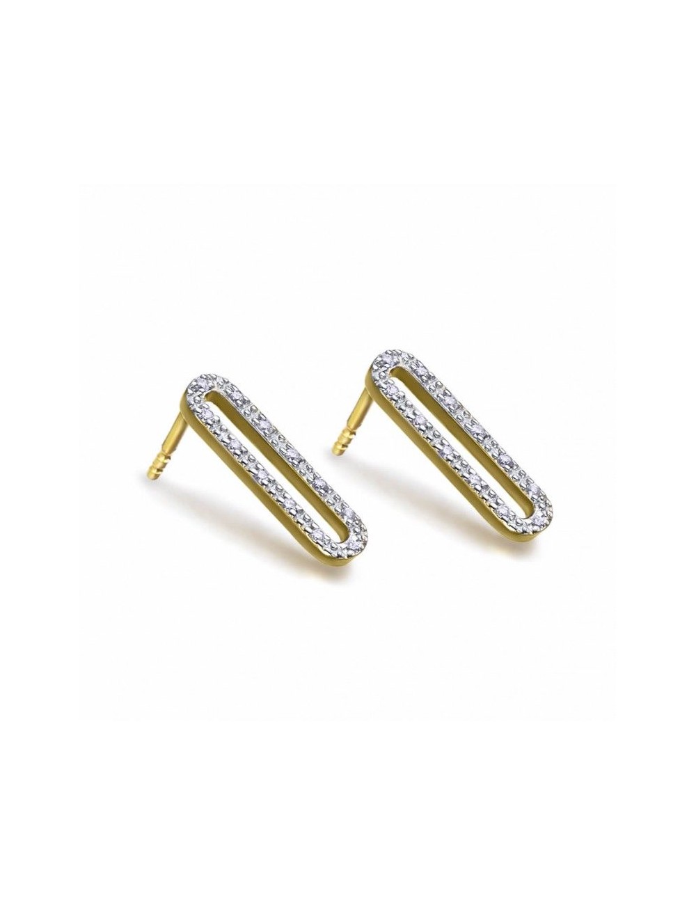Pendientes Oro Amarillo Hebilla Corta 0. 14 Ct Hsi