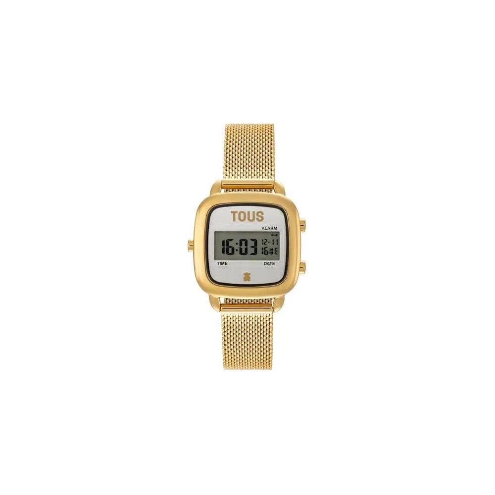 Reloj Digital con Brazalete de Acero Dorado D-Logo Mini