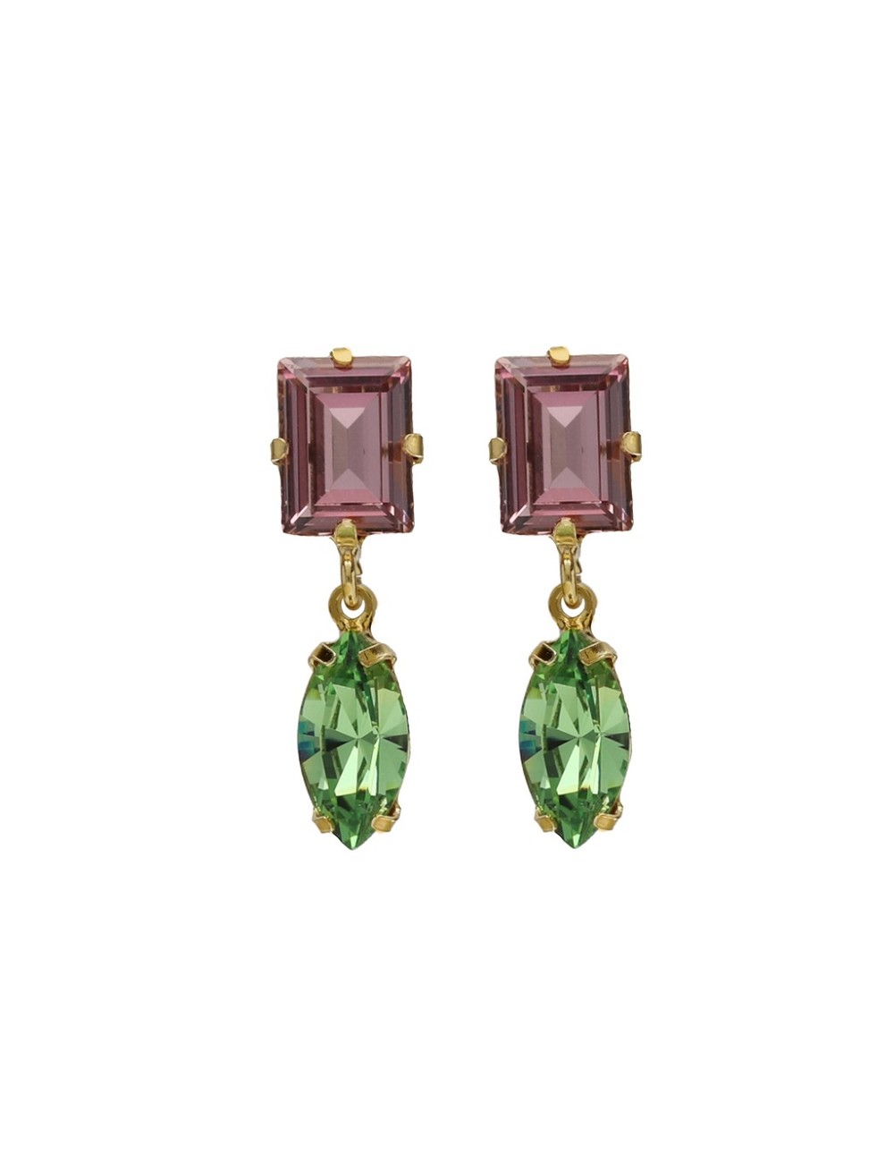 Pendientes Plata Baño Cristal Verde