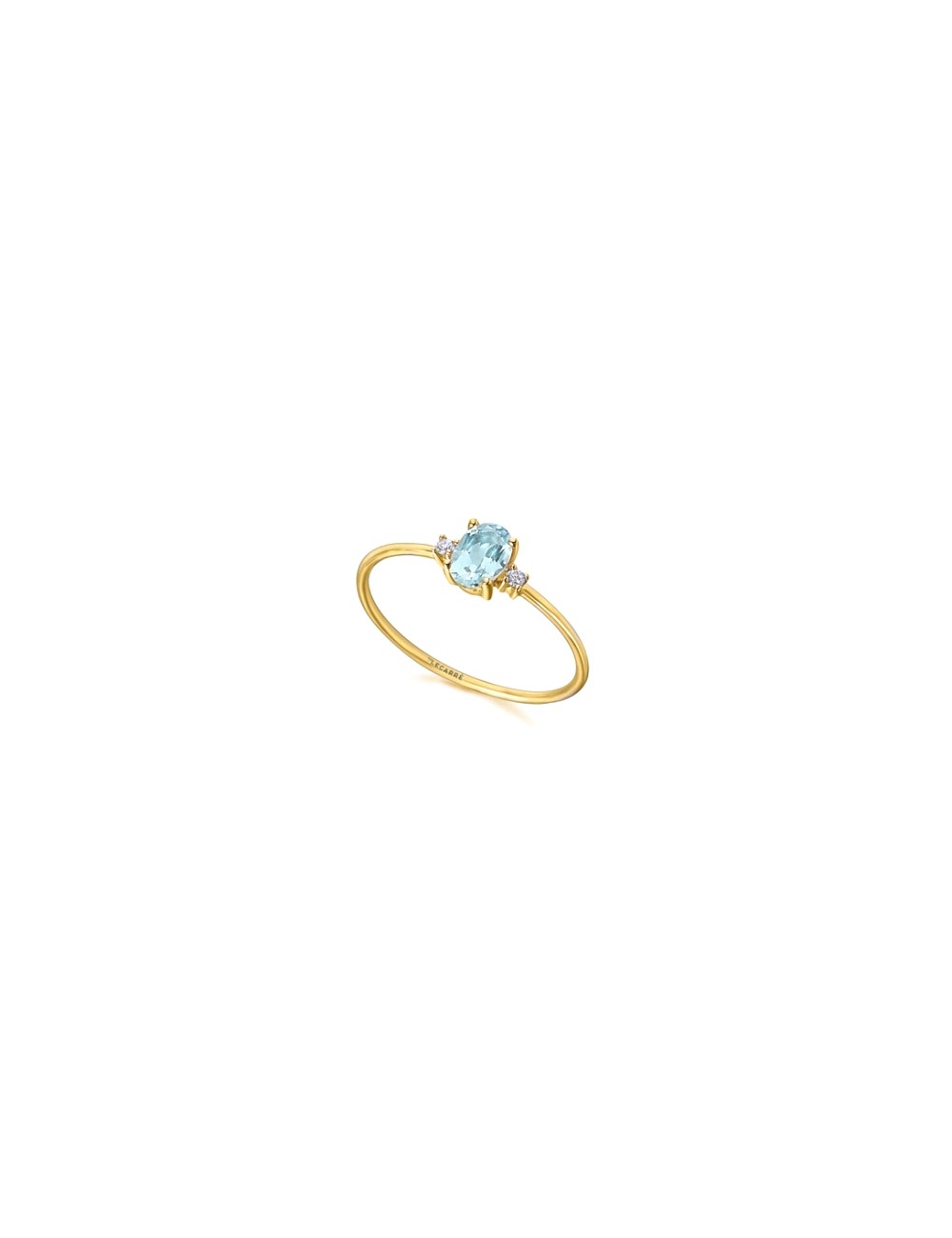 Anillo Oro amarillo, Brillantes 0. 03 Q. y Topacio azul