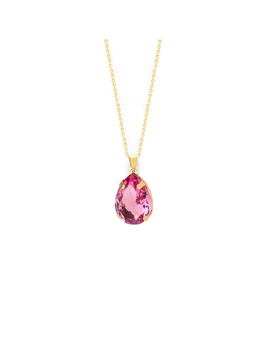 Collar Corto Lágrima Cristal En Plata Baño Oro de Louis (Rose)