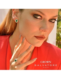 Pendientes Plata Rodio Ovalo Circonita Nano Verde 2