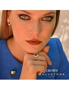 Pendientes Plata Rodio Ovalo Circonita Rubi Alrededor 2