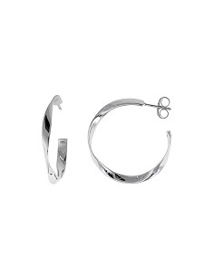 Pendientes Plata Rodio Aro Ondulado Liso