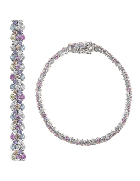 Pulsera Plata Rodio con Circonitas de Color