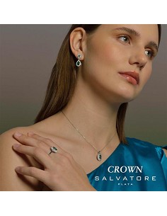 Collar Plata Rodio Ovalo Nano Verde Alrededor 2