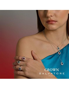 Collar Plata Rodio Ovalo Rubi Alrededor Circonitas 2