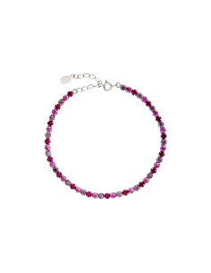 Pulsera Plata Rodio Circonitas Rosas y Moradas