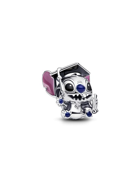 Disney Stitch Graduation 2025 Sterling Silver Charm With Black, Purple And Blue Enamel