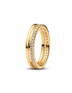 14K Gold-Plated Ring With Clear Cubic Zirconia