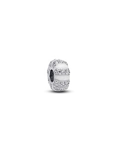 Sterling Silver Clip With Clear Cubic Zirconia, Shimmering White Enamel And Silicone Grip