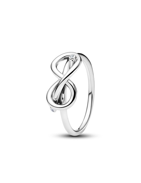 Infinity Knot Sterling Silver Ring With Clear Cubic Zirconia
