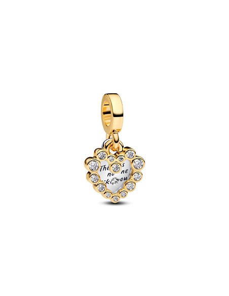 Heart Sterling Silver And 14K Gold-Plated Double Dangle With Clear Cubic Zirconia And Transparent Re