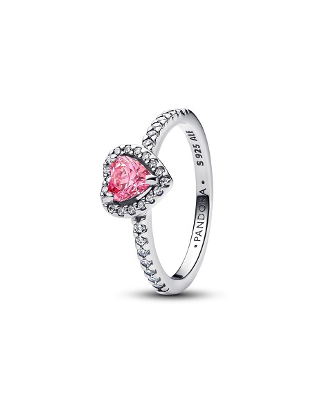 Heart Sterling Silver Ring With Fancy Pink And Clear Cubic Zirconia