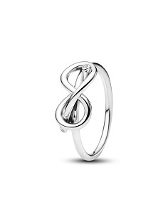 Infinity Knot Sterling Silver Ring With Clear Cubic Zirconia