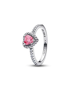 Heart Sterling Silver Ring With Fancy Pink And Clear Cubic Zirconia