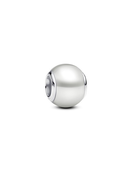 Sterling Silver Charm With White Lacquered Artificial Pearl