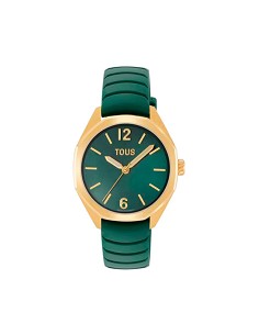 Reloj Bicolor Analógico con Movimiento Suizo, Esfera de Nácar y Correa de Caucho Verde Tous Now Lady