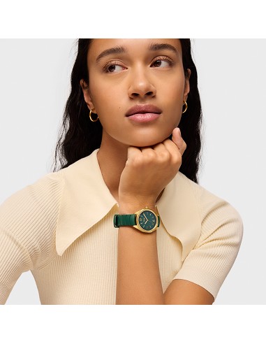 Reloj Bicolor Analógico con Movimiento Suizo, Esfera de Nácar y Correa de Caucho Verde Tous Now Lady