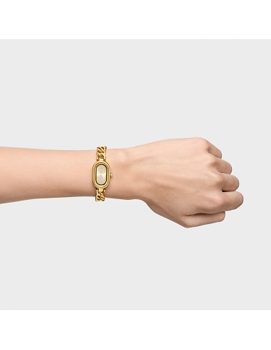 Reloj Analógico Joya con Brazalete Cadena de Acero Dorada Oval Time
