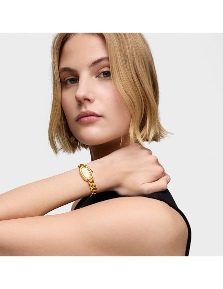 Reloj Analógico Joya con Brazalete Cadena de Acero Dorada Oval Time