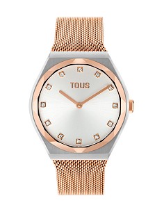 Reloj Analógico con Brazalete de Acero y Acero Rosa Karat Round Mesh