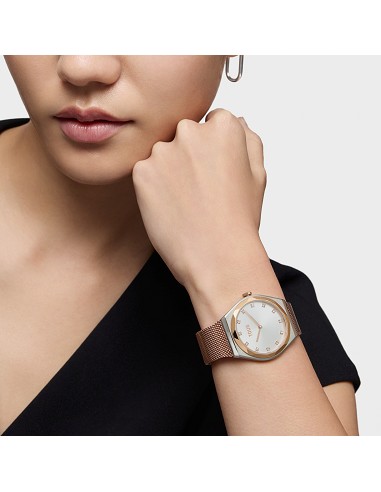 Reloj Analógico con Brazalete de Acero y Acero Rosa Karat Round Mesh