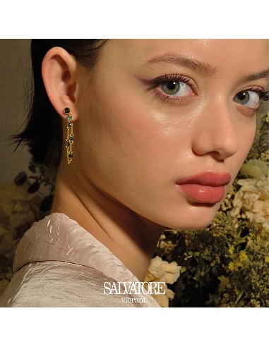 Pendientes Plata Chapado Dorado Chaton Cadena Circonitas Turmalina Verde Paraiba Spinel Gris Sinteti