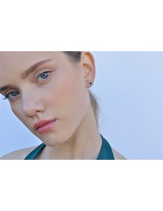 Pendientes Plata Rodio Circonita Azul Zafiro Ovalada Alreadedor Blancas Brillantes 2