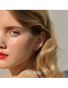 Pendientes Plata Rodio Circonita Rubi Ovalada Alreadedor Blancas Brillantes 2