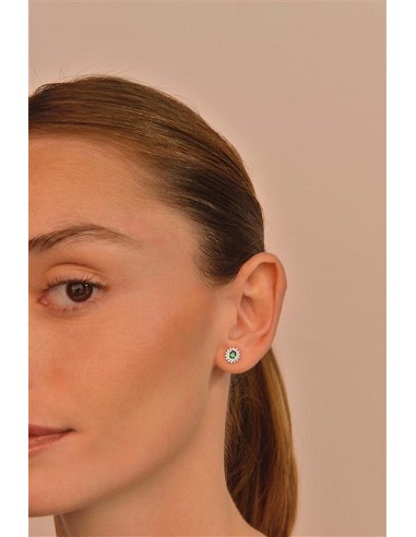 Pendientes Plata Rodio Circonita Esmeralda Ovalada Alreadedor Blancas Brillantes