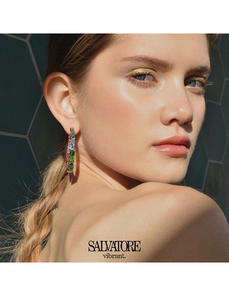 Pendientes Plata Chapado Dorado Aro Rubi Peridoto Azul London Tsavorita Paraiba Verde Rectangulares