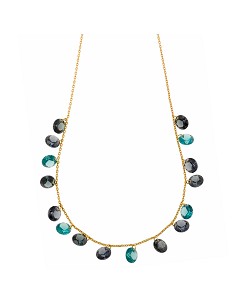 Collar Plata Chapado Dorado Circonitas Turmalina Verde Gris Paraiba Brillantes Corindon Sintetico