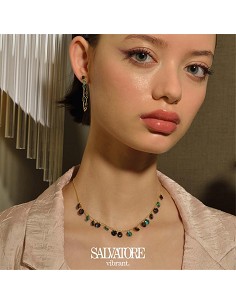 Collar Plata Chapado Dorado Circonitas Turmalina Verde Gris Paraiba Brillantes Corindon Sintetico 2