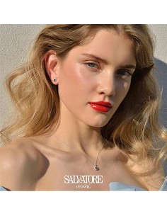 Collar Plata Rodio Circonita Zafiro Azul Ovalado Alrededor Circonitas Blancas Brillantes 2