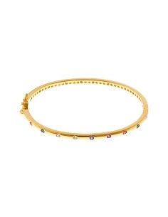 Pulsera Caña Plata Chapado Dorado Circonitas Multicolor Brillantes