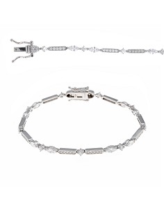 Pulsera Plata Rodio Circonitas Blancas Brillante y Marquesa