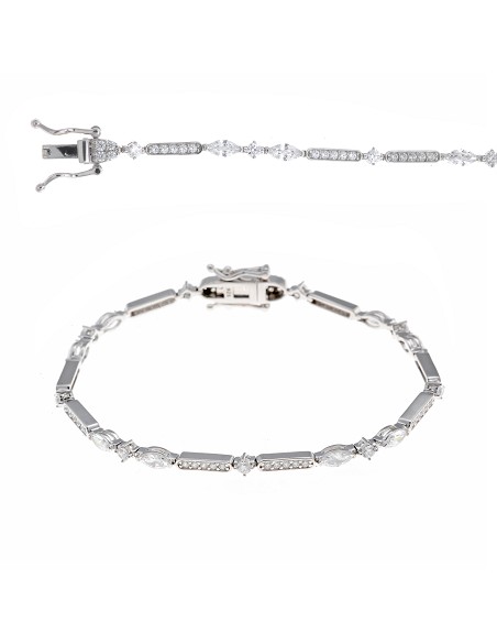Pulsera Plata Rodio Circonitas Blancas Brillante y Marquesa