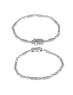 Pulsera Plata Rodio Circonitas Blancas Brillante y Marquesa 2
