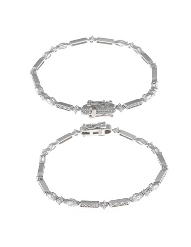 Pulsera Plata Rodio Circonitas Blancas Brillante y Marquesa