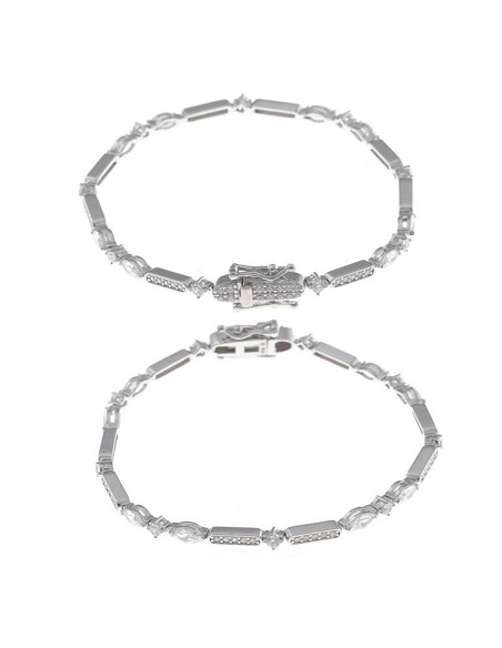 Pulsera Plata Rodio Circonitas Blancas Brillante y Marquesa