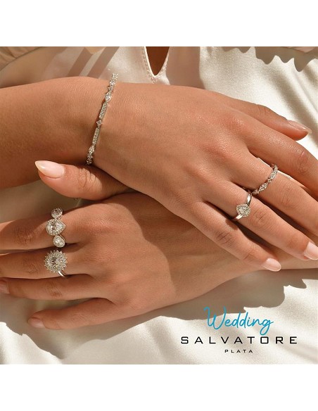 Pulsera Plata Rodio Circonitas Blancas Brillante y Marquesa