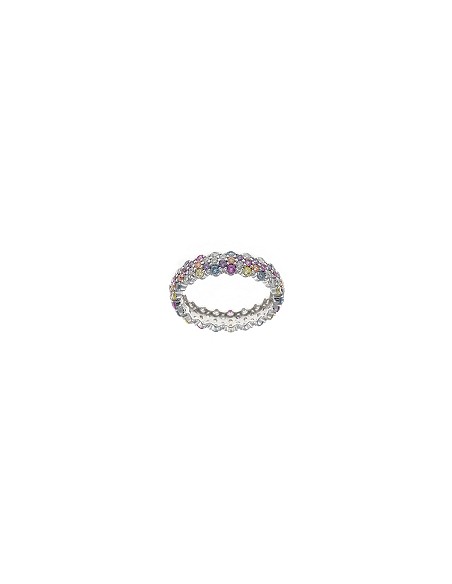 Sortija Plata Rodio Circonita Multicolor Brillantes